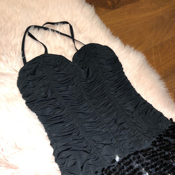 Bebe Black Sequin Fit & Flare Dress – Size M | Corset Top & Party Perfect - Picture 2 of 8